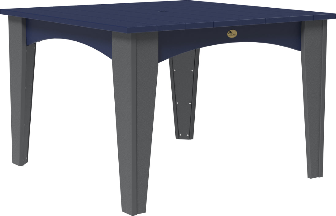 LuxCraft Island 44 inch square poly dining table in Patriot Blue and Slate