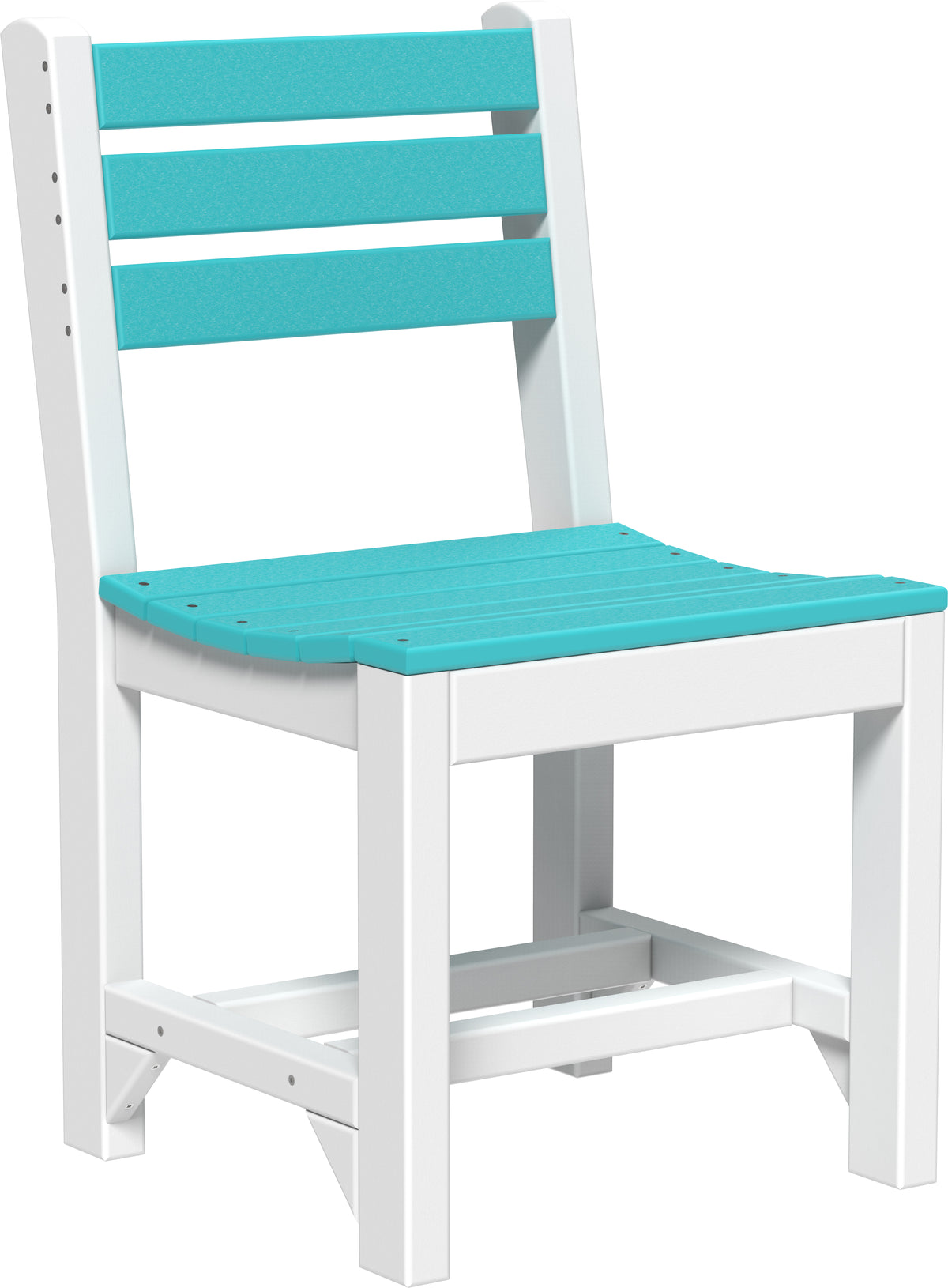 LuxCraft Island poly dining side chair in Aruba Blue and White