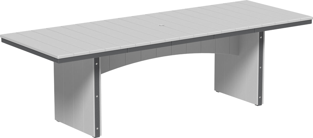 LuxCraft Urban 3' x 8' rectangular poly dining table in Dove Gray and Slate