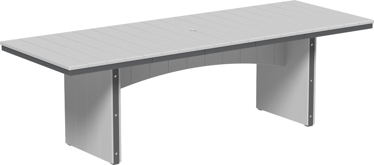 LuxCraft Urban 3' x 8' rectangular poly dining table in Dove Gray and Slate