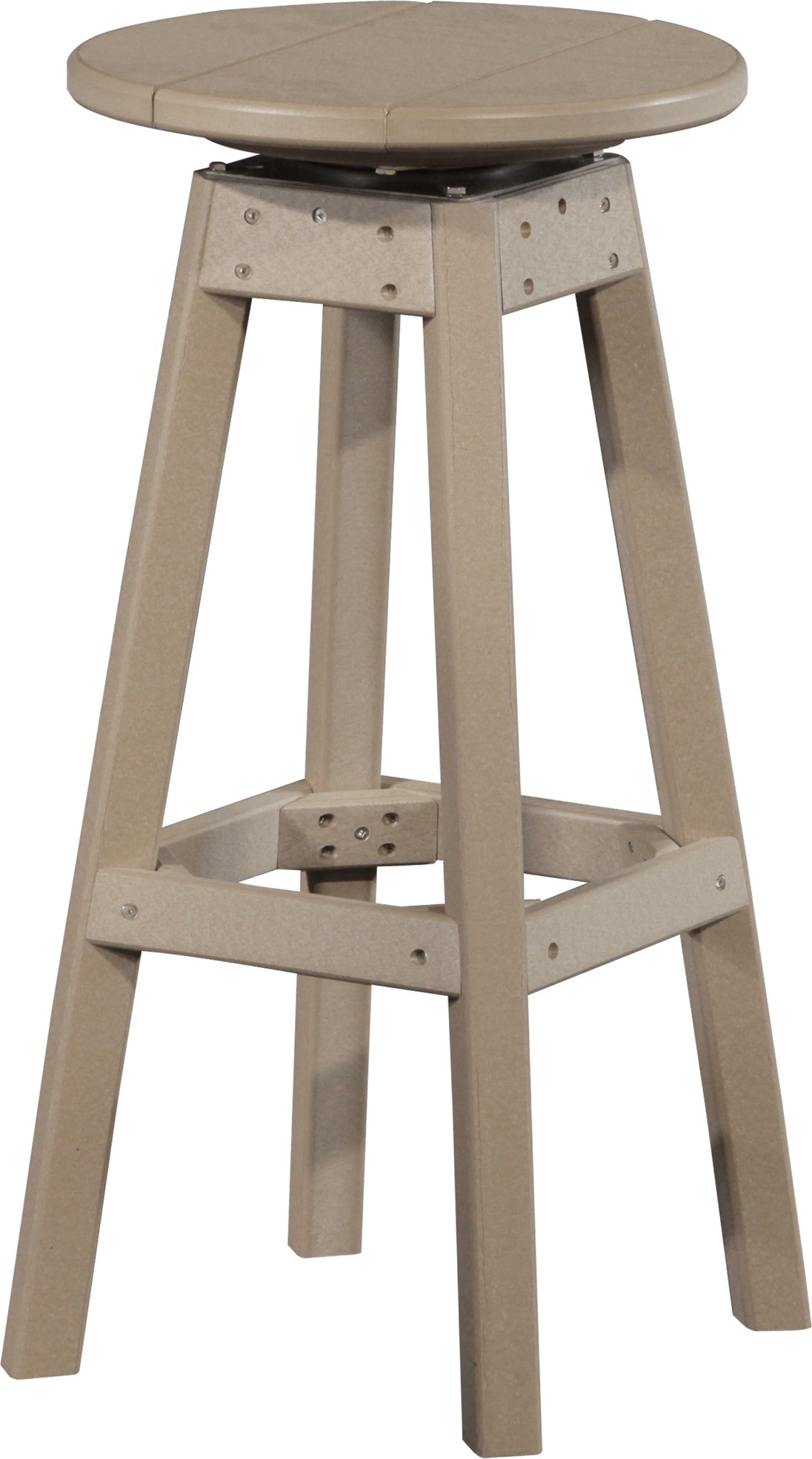 LuxCraft poly swivel bar stool in Weatherwood