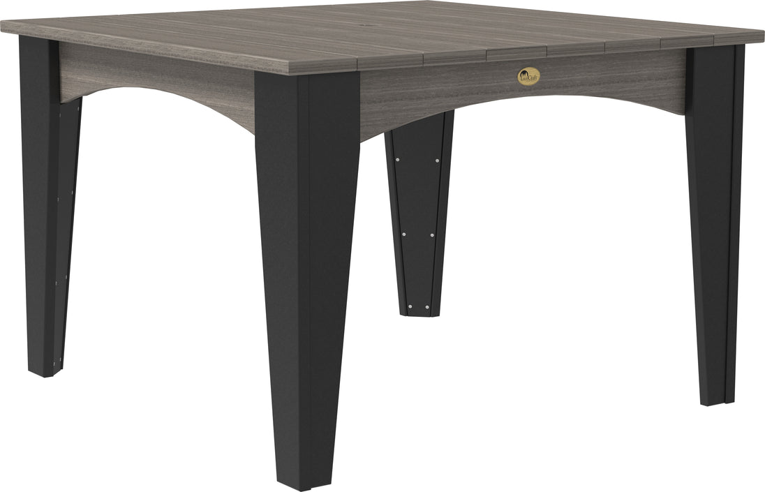 LuxCraft Island 44 inch square poly dining table in Coastal Gray and Black