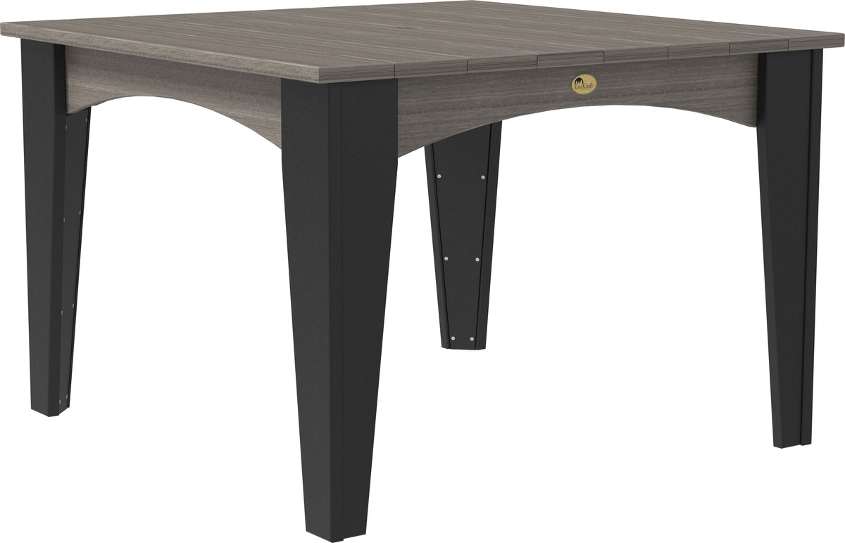 LuxCraft Island 44 inch square poly dining table in Coastal Gray and Black