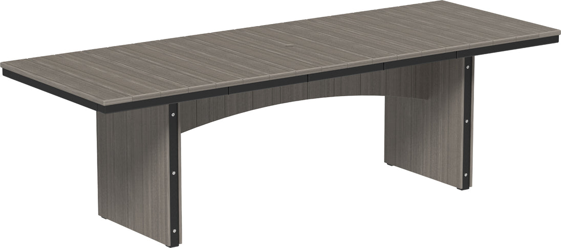 LuxCraft Urban 3' x 8' rectangular poly dining table in Coastal Gray and Black
