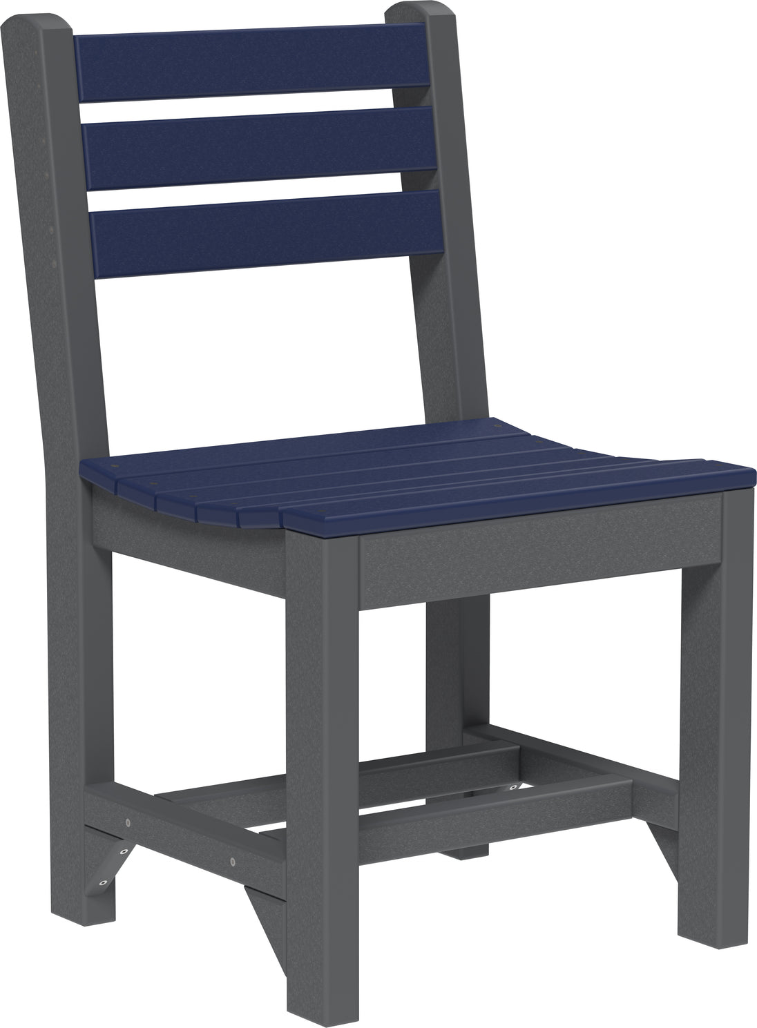 LuxCraft Island poly dining side chair in Patriot Blue and Slate