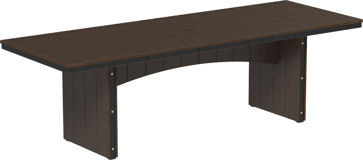 LuxCraft Urban 3' x 8' rectangular poly dining table in Brazilian Walnut and Black