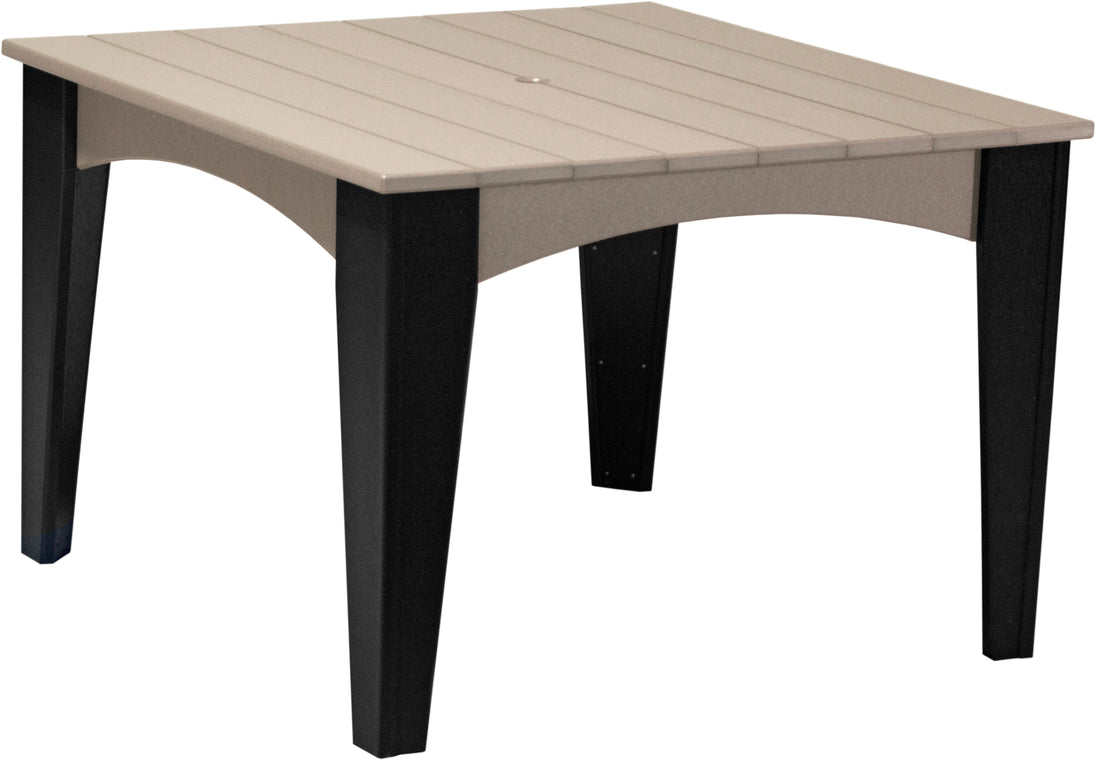 LuxCraft Island 44 inch square poly dining table in Weatherwood and Black