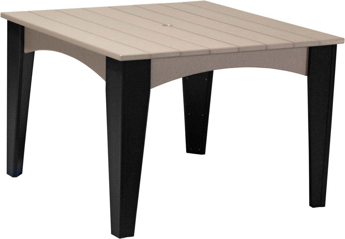 LuxCraft Island 44 inch square poly dining table in Weatherwood and Black