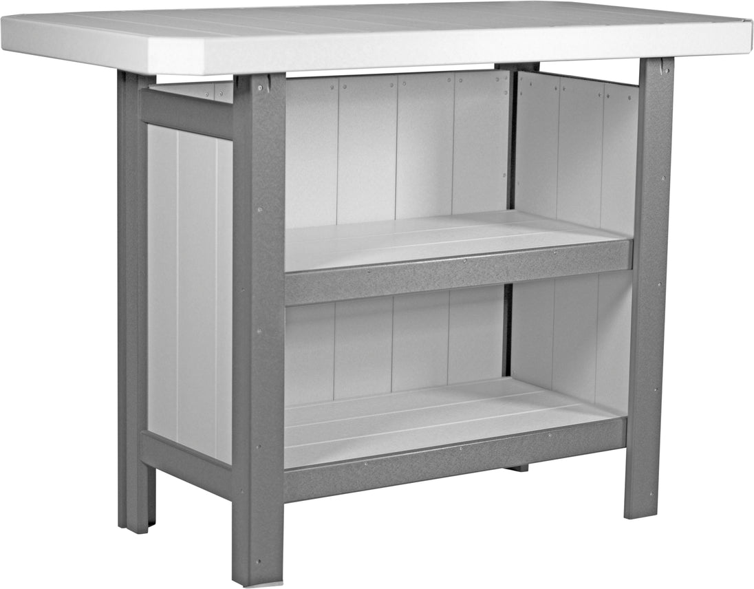LuxCraft poly outdoor serving bar in Dove Gray and Slate