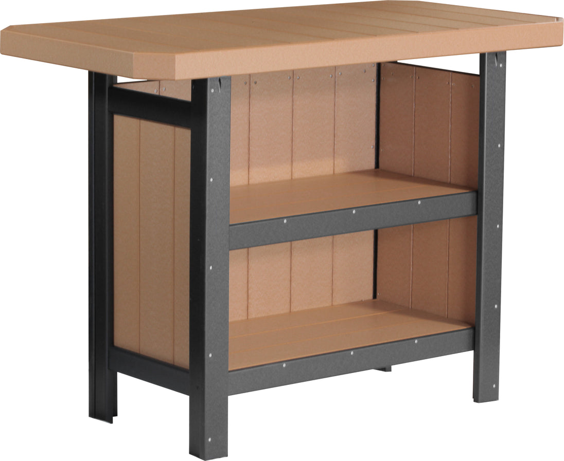 LuxCraft poly outdoor serving bar in Cedar and Black