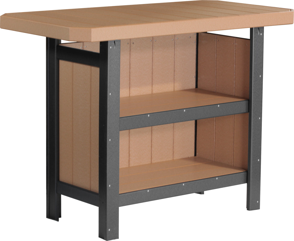 LuxCraft poly outdoor serving bar in Cedar and Black