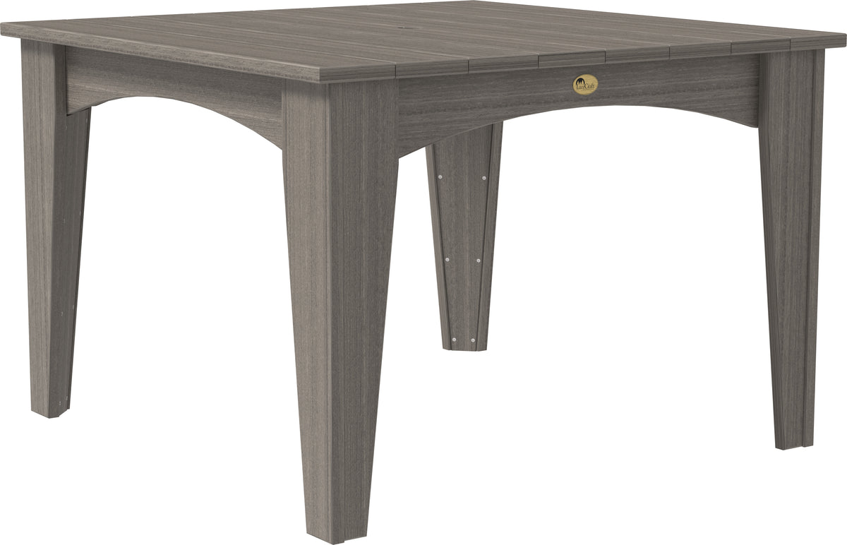 LuxCraft Island 44 inch square poly dining table in Coastal Gray
