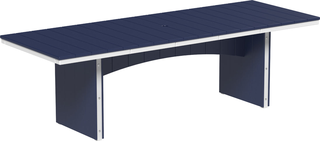 LuxCraft Urban 3' x 8' rectangular poly dining table in Patriot Blue and White