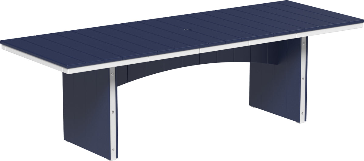 LuxCraft Urban 3' x 8' rectangular poly dining table in Patriot Blue and White