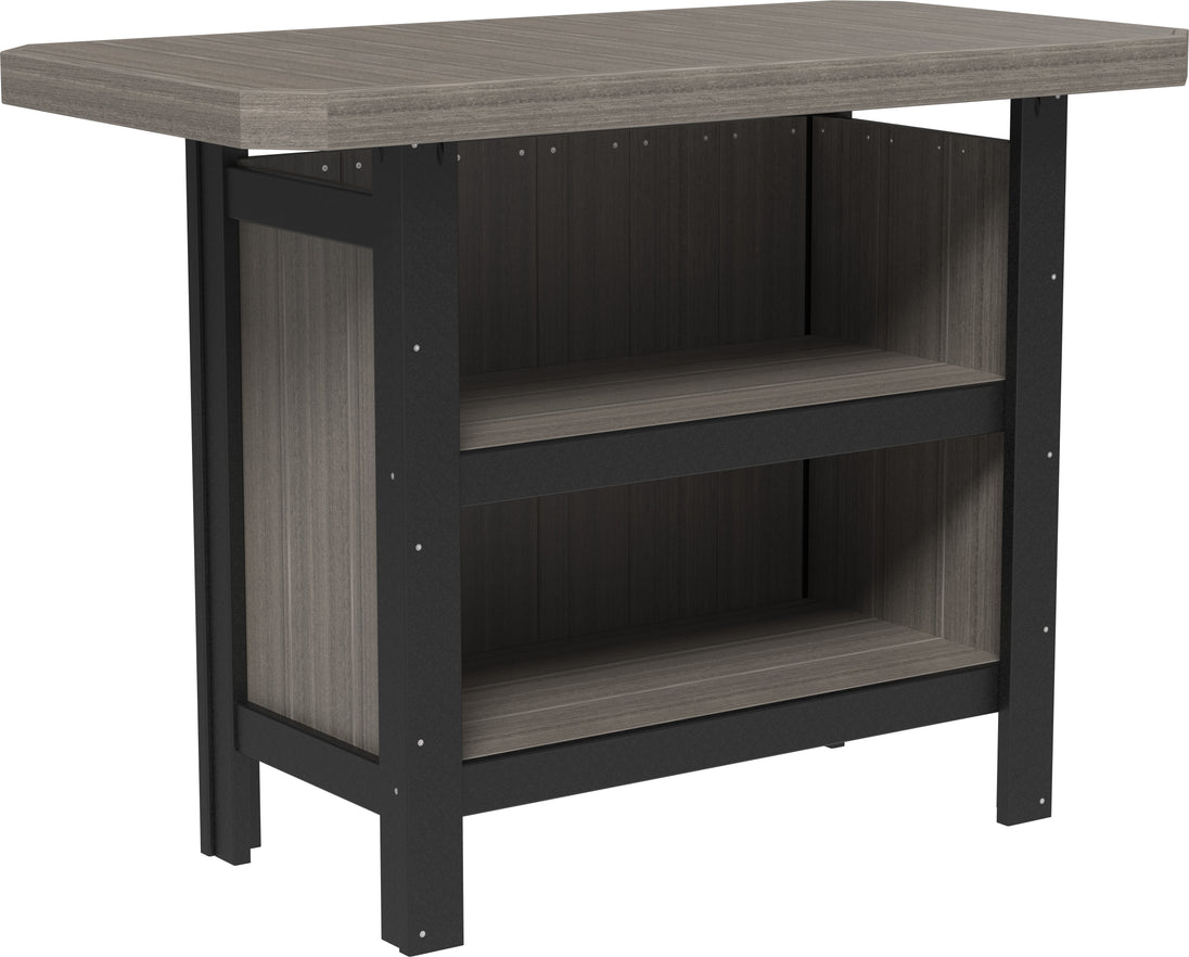 LuxCraft poly outdoor serving bar in Coastal Gray and Black