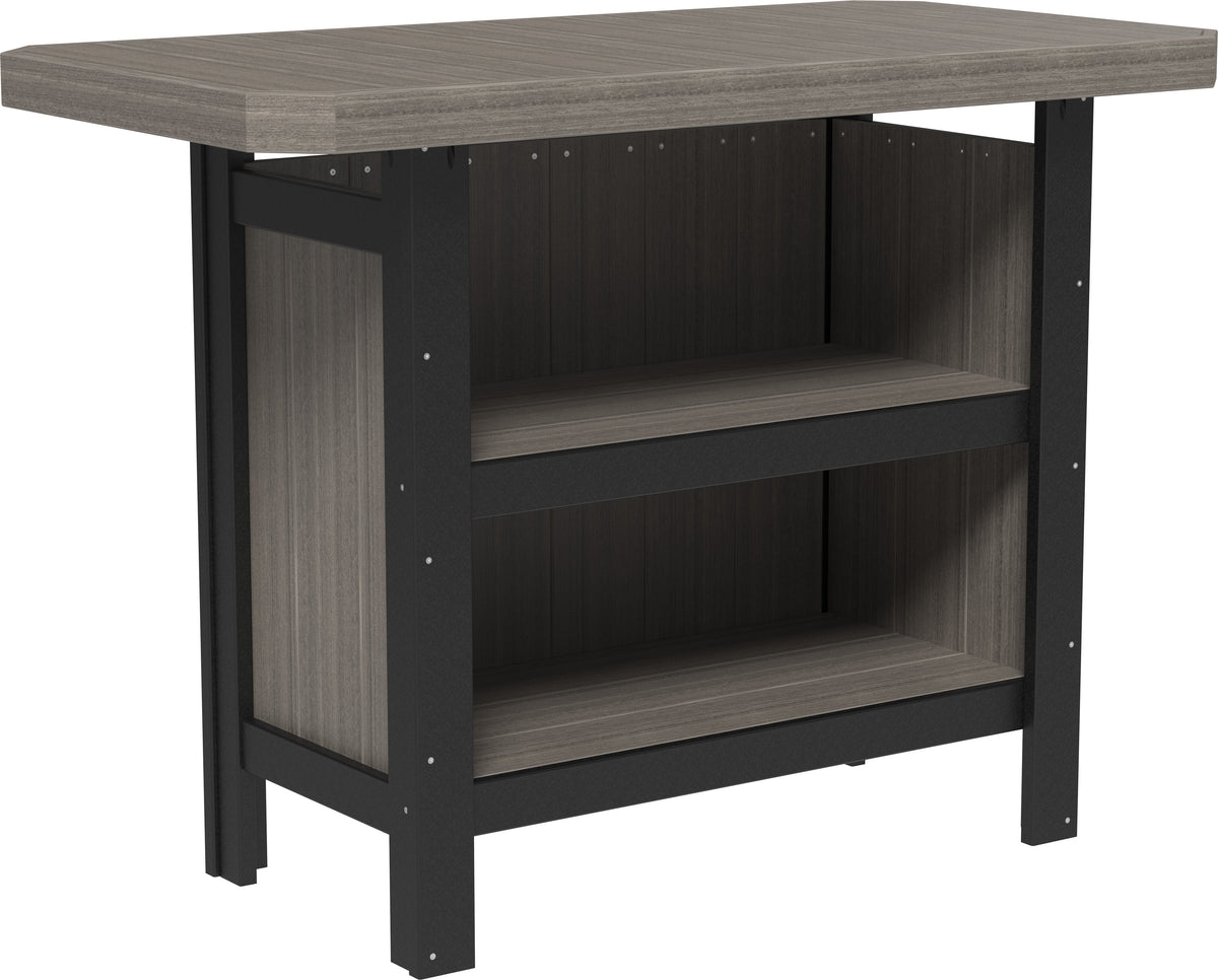 LuxCraft poly outdoor serving bar in Coastal Gray and Black