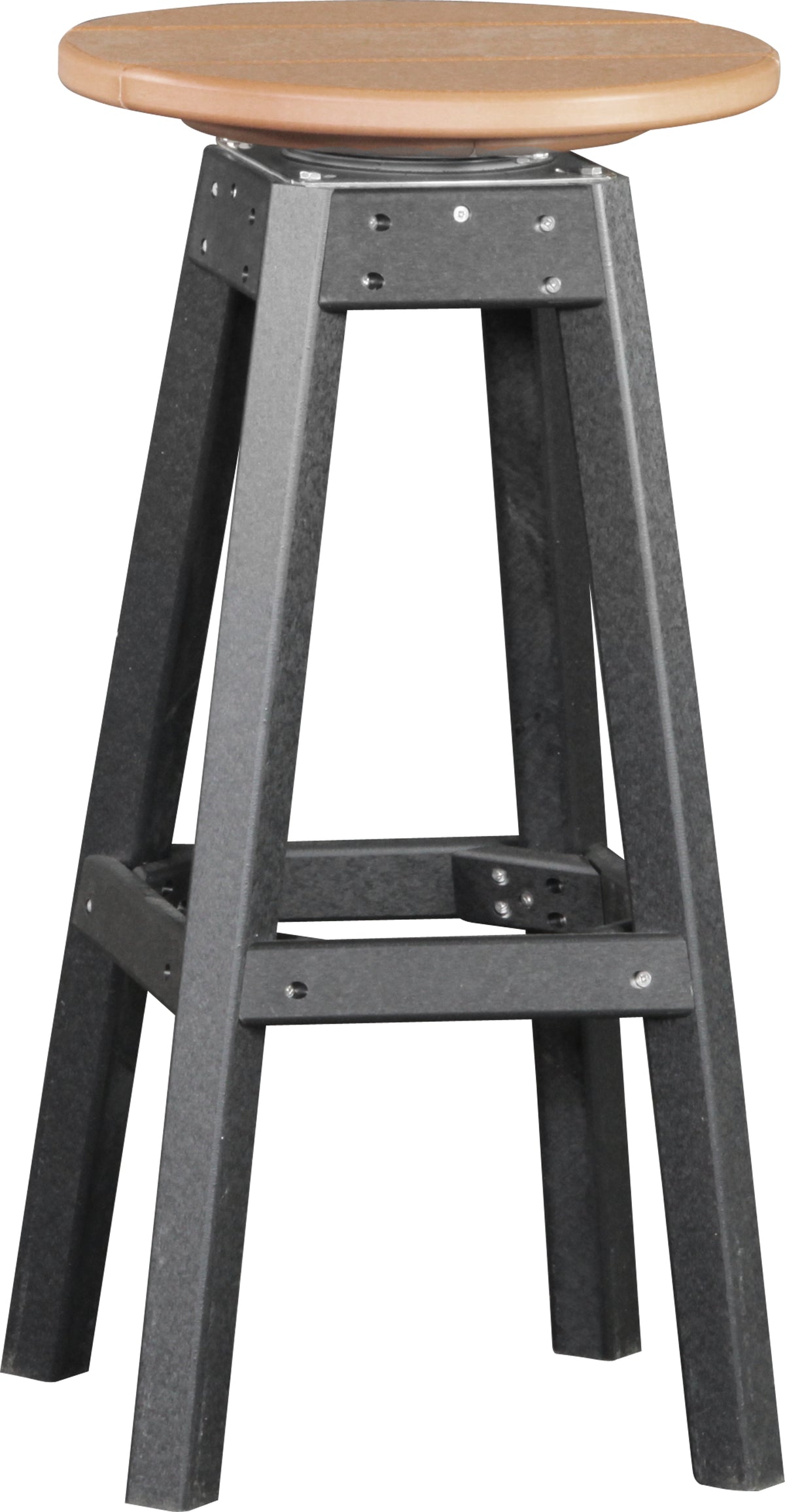 LuxCraft poly swivel bar stool in Cedar and Black