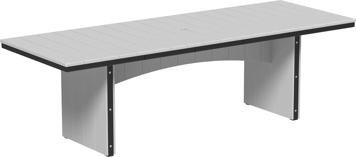 LuxCraft Urban 3' x 8' rectangular poly dining table in Dove Gray and Black