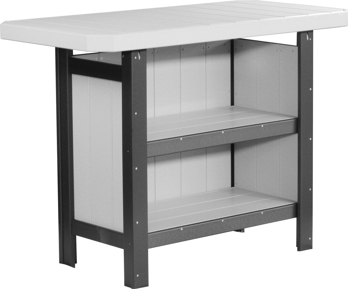 LuxCraft poly outdoor serving bar in Dove Gray and Black