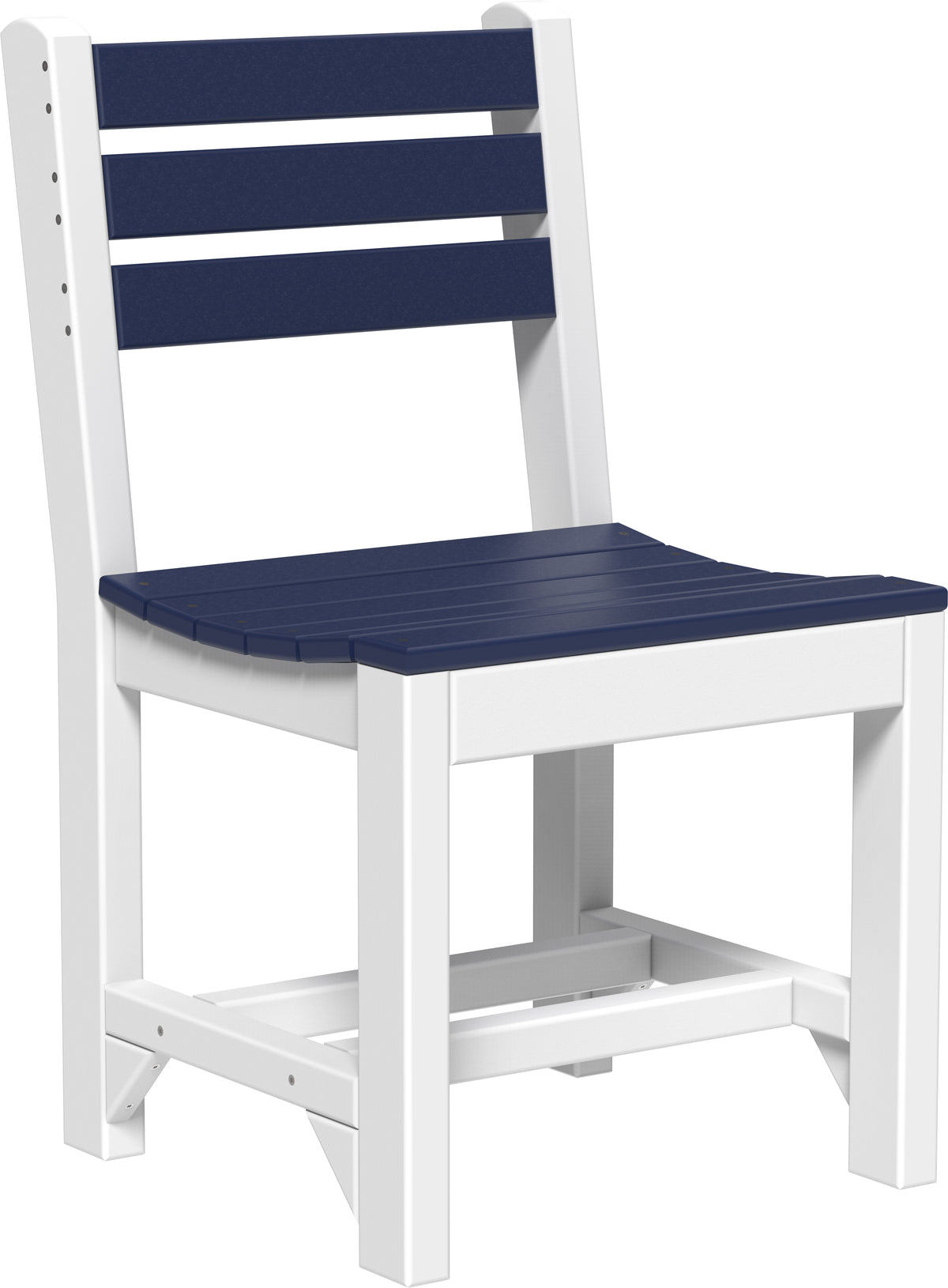 LuxCraft Island poly dining side chair in Patriot Blue and White
