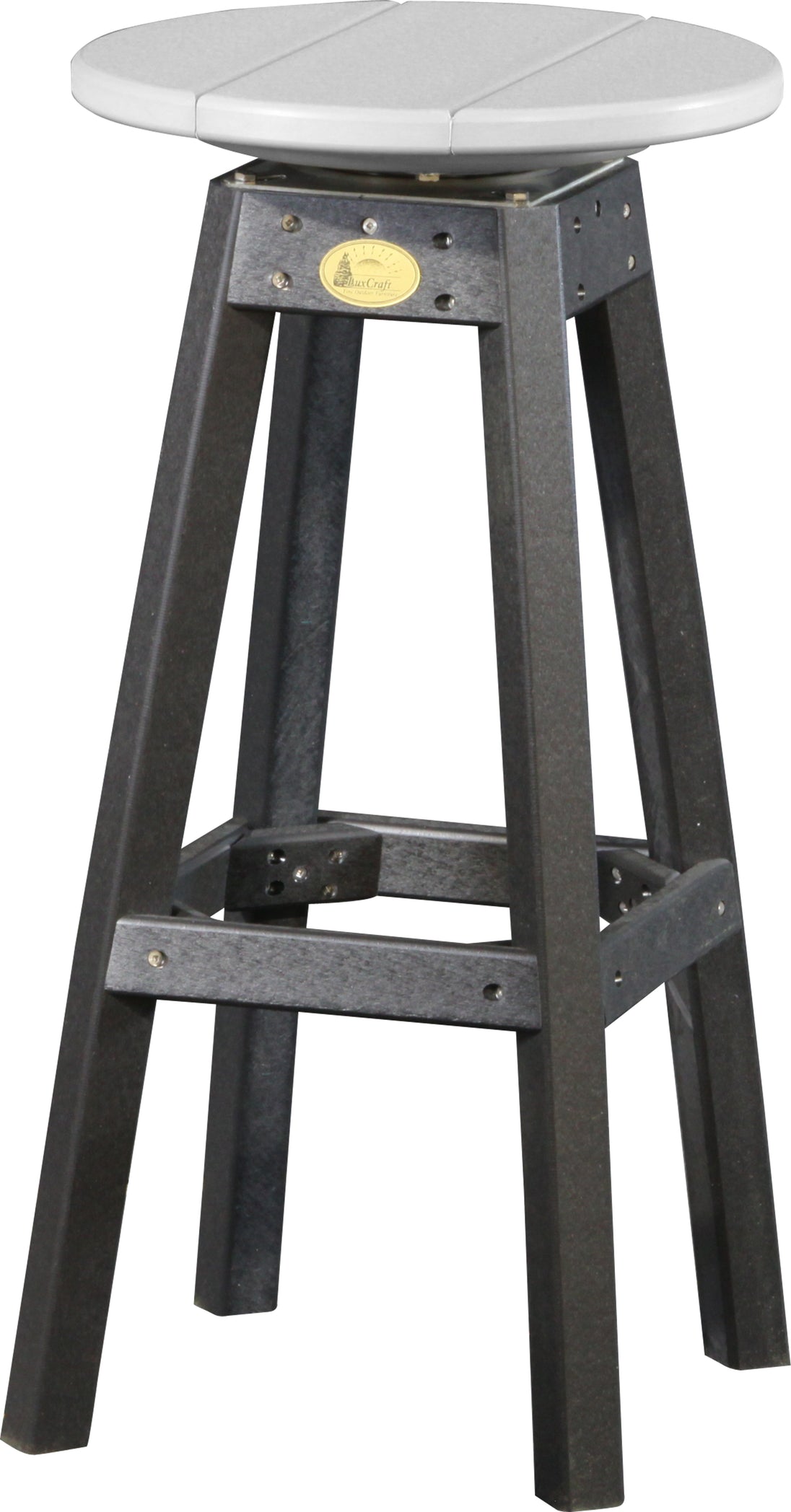 LuxCraft poly swivel bar stool in Dove Gray and Black