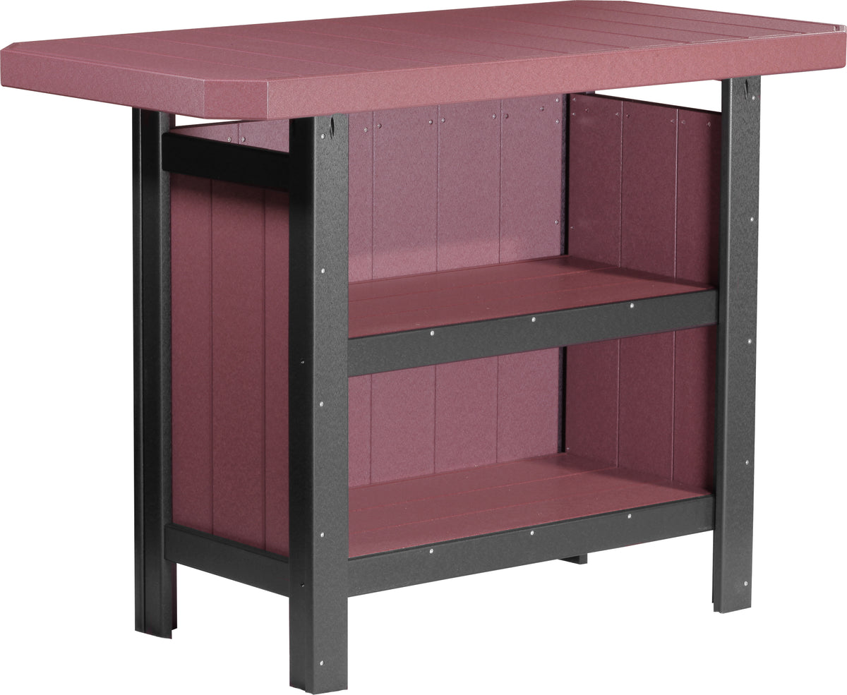 LuxCraft poly outdoor serving bar in Cherrywood and Black