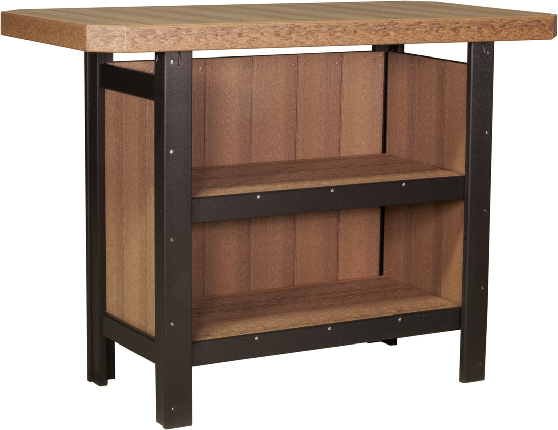 LuxCraft poly outdoor serving bar in Antique Mahogany and Black