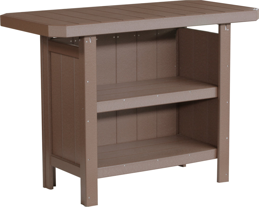 LuxCraft poly outdoor serving bar in Chestnut Brown