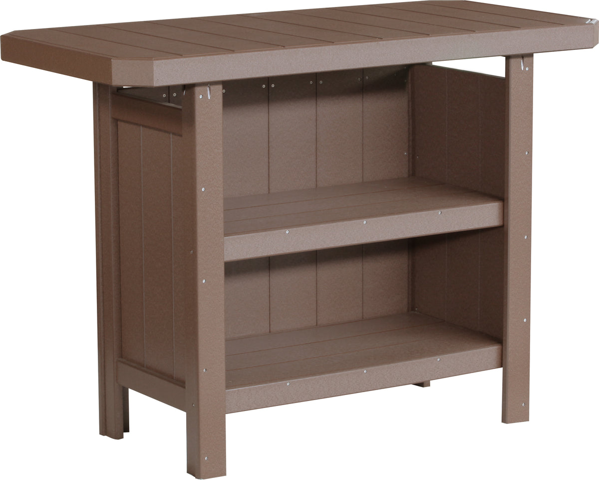 LuxCraft poly outdoor serving bar in Chestnut Brown