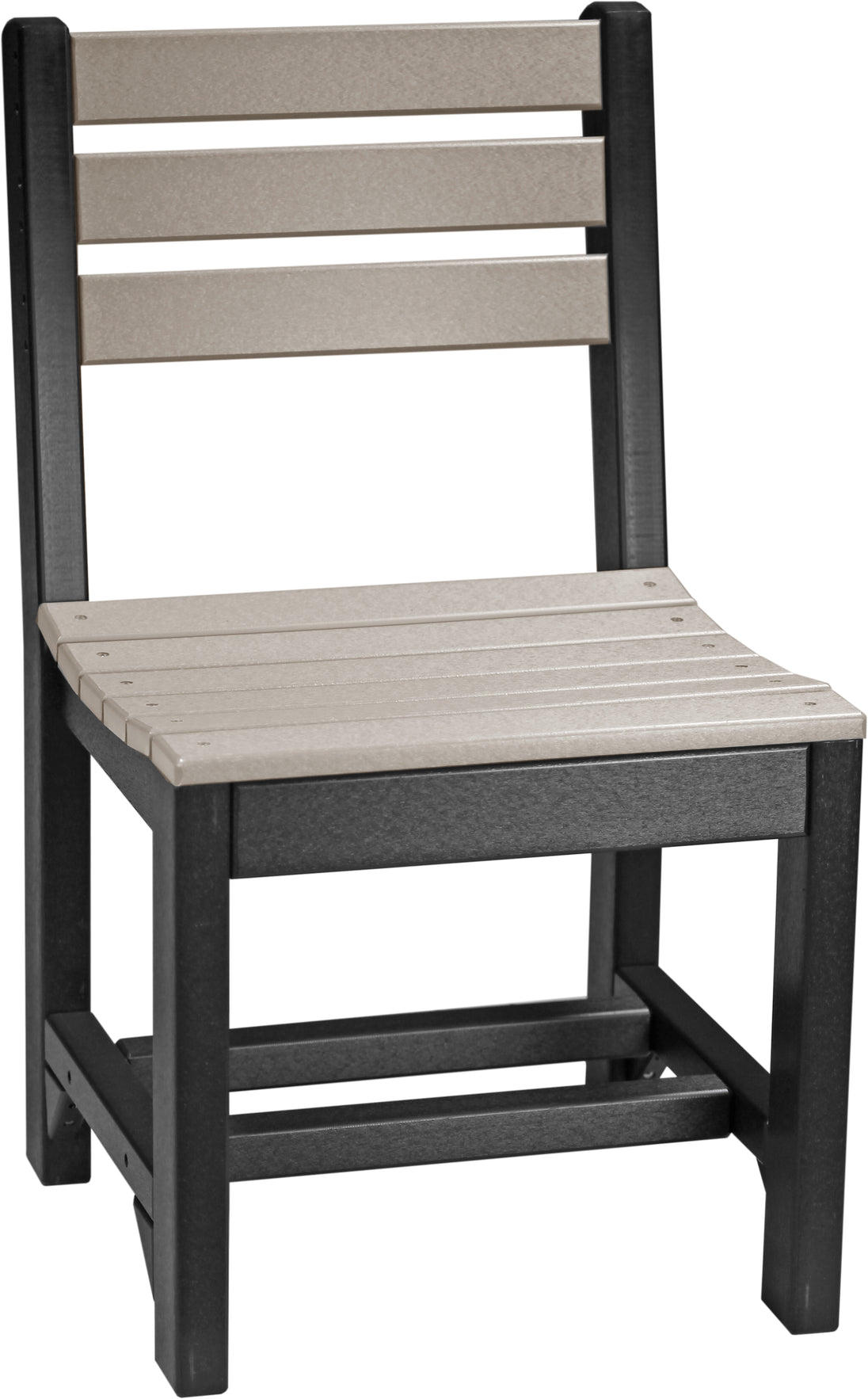 LuxCraft Island poly dining side chair in Weatherwood and Black