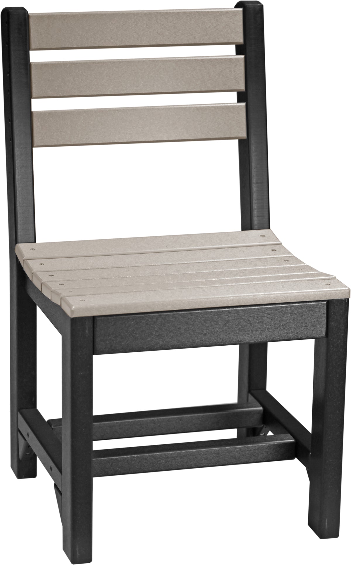 LuxCraft Island poly dining side chair in Weatherwood and Black