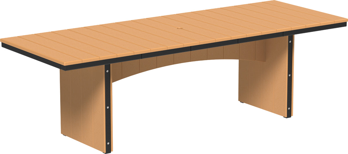 LuxCraft Urban 3' x 8' rectangular poly dining table in Cedar and Black