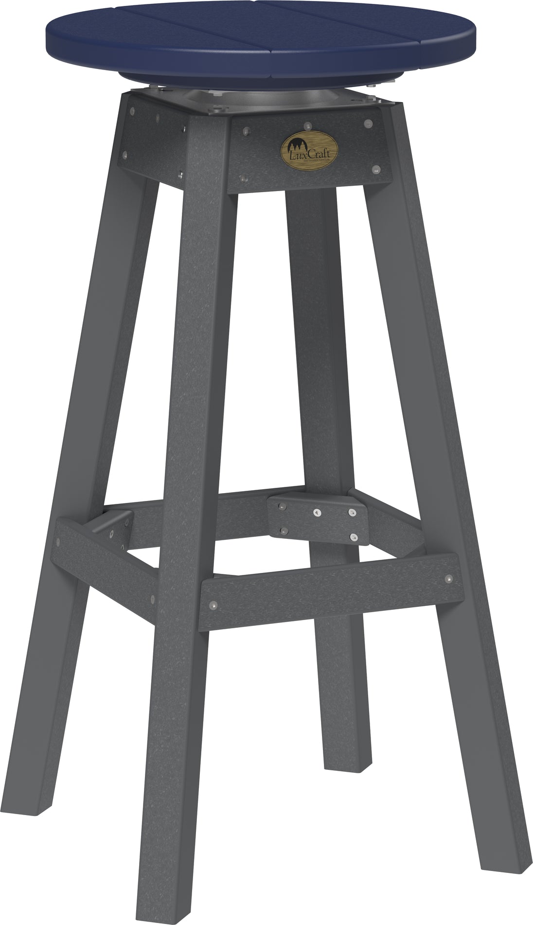LuxCraft poly swivel bar stool in Patriot Blue and Slate