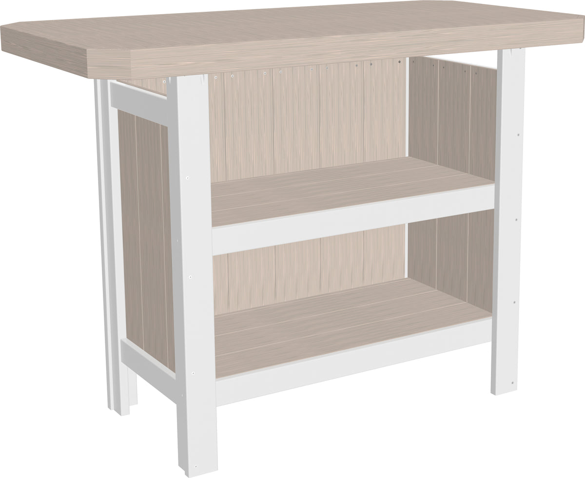 LuxCraft poly outdoor serving bar in Birch and White