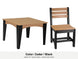 LuxCraft Celeste dining set – Island 44 inch square table and Island side chair in Cedar and Black