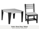 LuxCraft Celeste dining set – Island 44 inch square table and Island side chair in Dove Gray and Black