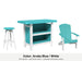 LuxCraft Vida bar set – serving bar, swivel bar stool and Lakeside Adirondack chair in Aruba Blue and White
