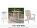 LuxCraft Vida bar set – serving bar, swivel bar stool and Lakeside Adirondack chair in Birch and White