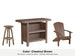 LuxCraft Vida bar set – serving bar, swivel bar stool and Lakeside Adirondack chair in Chestnut Brown