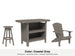 LuxCraft Vida bar set – serving bar, swivel bar stool and Lakeside Adirondack chair in Coastal Gray