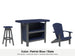 LuxCraft Vida bar set – serving bar, swivel bar stool and Lakeside Adirondack chair in Patriot Blue and Slate