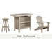 LuxCraft Vida bar set – serving bar, swivel bar stool and Lakeside Adirondack chair in Weatherwood