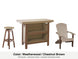 LuxCraft Vida bar set – serving bar, swivel bar stool and Lakeside Adirondack chair in Weatherwood and Chestnut Brown