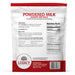 Legacy Food Storage 40 Serving Powdered Milk Pouch - 6 pack pouch packaging back view with instructions