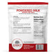 Legacy Food Storage 40 Serving Powdered Milk Pouch - 6 pack pouch packaging back view with instructions