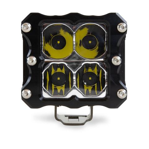 Heretic Studio 6 Series Quattro LED Pod Light - Spot Beam, Clear Lens, Black Bezel
