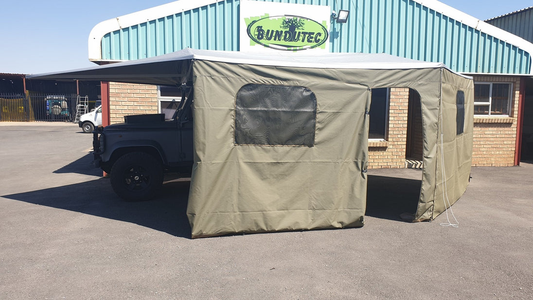 BunduAwn enclosure with window and door panels