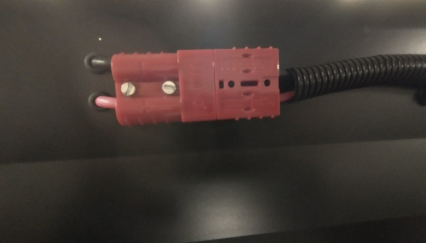 Solar connection point on BunduTop roof (red Anderson-style plug)